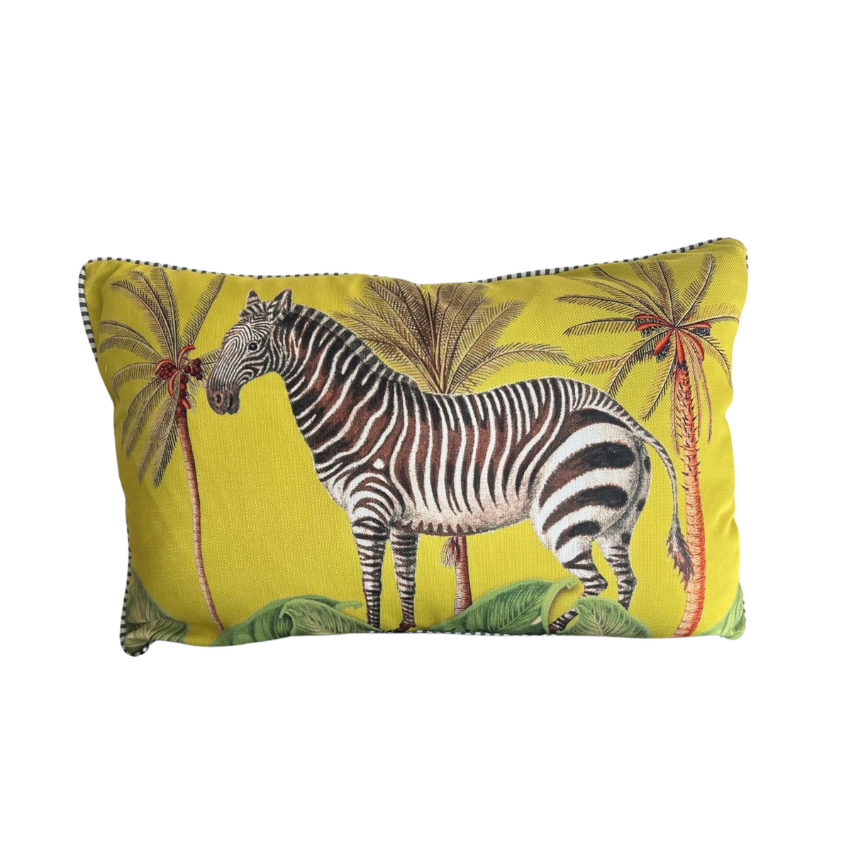 Cushion - Zebra on Chartreuse - 60x40 (Includes Feather Cushion Inner/Pad)