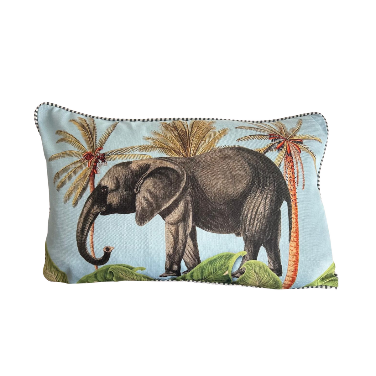 Cushion - Elephant on Blue - 60x40 (Includes Feather Cushion Inner/Pad)