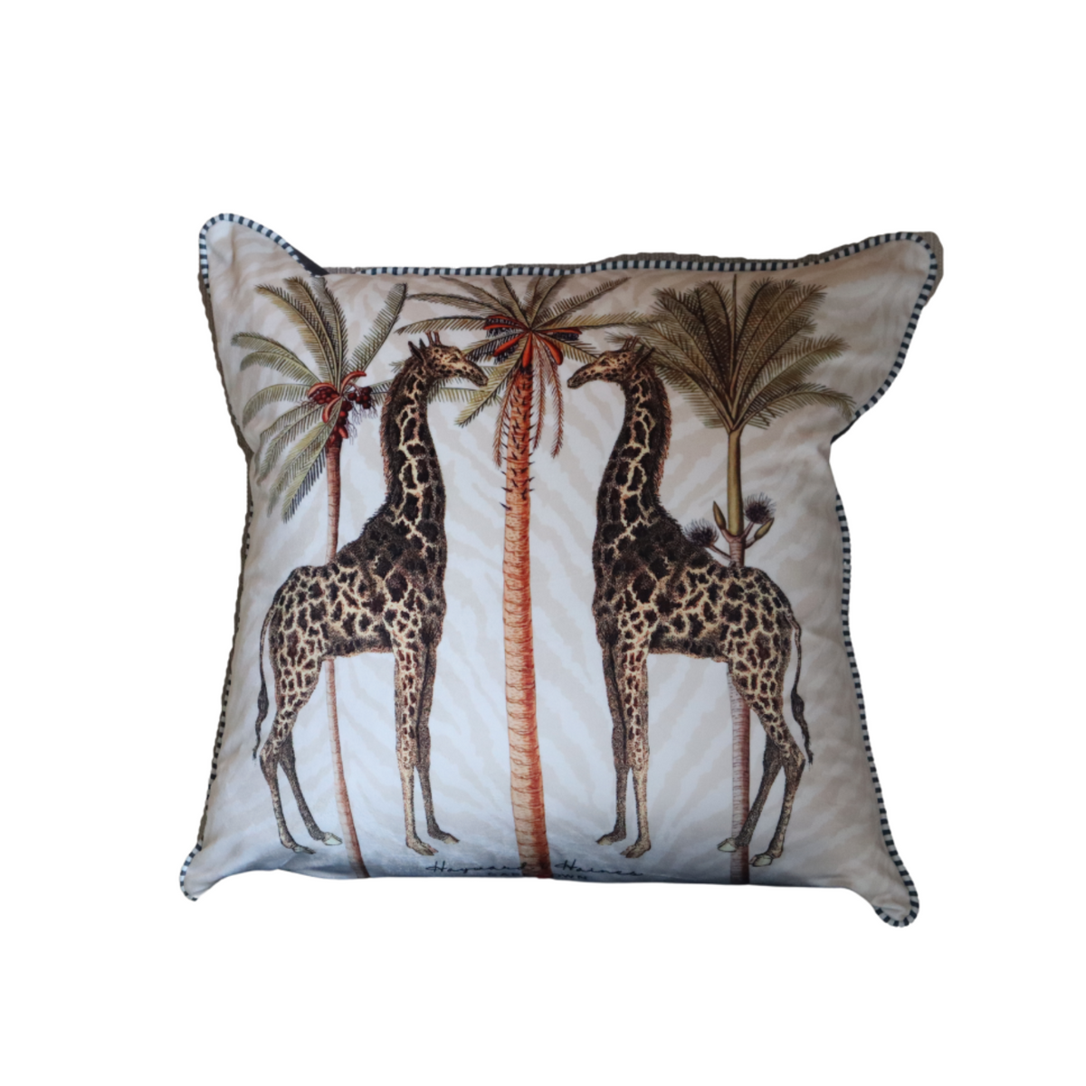Cushion - Giraffe on White - 50x50 (Includes Feather Cushion Inner/Pad)