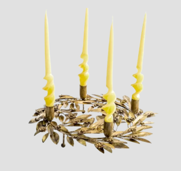 Antique Gold Wreath Candle Holder