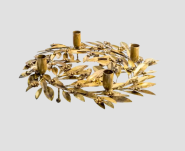 Antique Gold Wreath Candle Holder