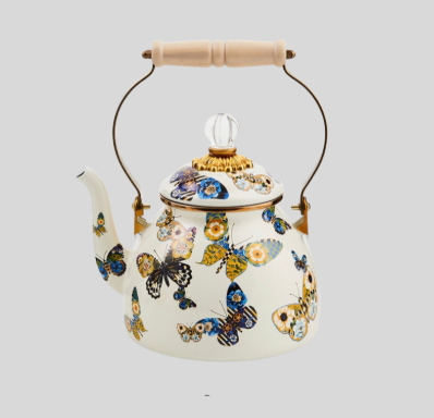 MacKenzie-Childs Enamel 2 Quart Butterfly Kettle
