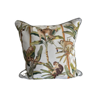Cushion - Monkey Tricks on White - 50x50 (Includes Feather Cushion Inner/Pad)