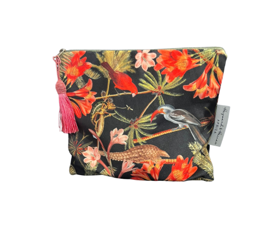 Make up bag (large) - Pangolin on Black - 24 cm x 20 cm - Velvet