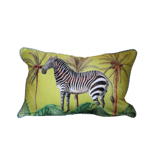 Cushion - Zebra on Chartreuse - 60X40 (Includes Feather Cushion Inner/Pad)