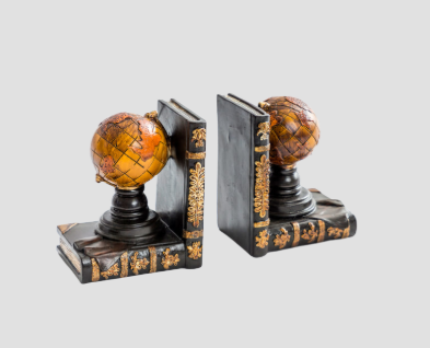 Antiqued Pair of Globe Bookends
